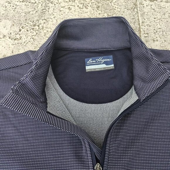 Ben Hogan Men Sweater Micro Jacquard 1/4 Zip Golf Sweater Blue Size M NWT - Picture 8 of 13